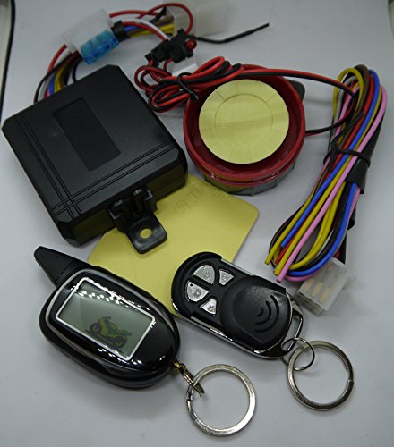 Sykik Rider 2-Way Motorcycle Alarm with LCD Pager Remote, Remote Engine Start and Shut Off, with Motion, Sensor, tilt Sensor and Shock Sensor. with one Year SYKIK Warranty