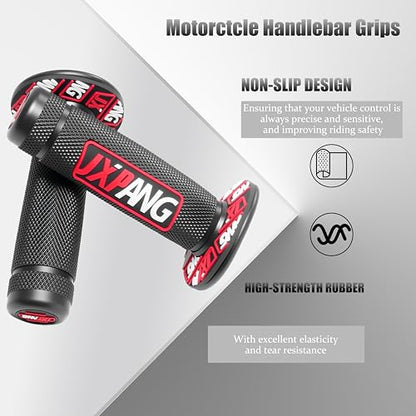 7/8" Motorctcle Handlebar Grips, Non Slip Dirt Bike Hand Handlebar Glue Left & 22mm Right & 24mm Universal for Motercross Most Pit Bike ATV UTVKLX KX EXC XC SX CRF CR YZ WR - color: Style-A-Red