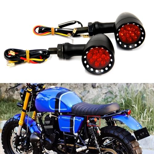 Rich Choices Red CNC Motorcycle Bullet LED Turn Signal Light Blinker Indicator Front Rear Tail Light Compatible with Honda Harley Yamaha Suzuki Chopper - color: Red light