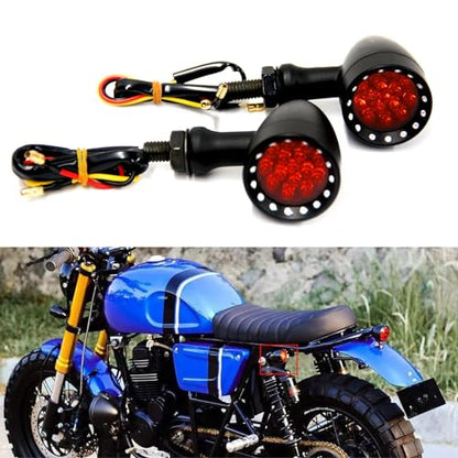 Rich Choices Red CNC Motorcycle Bullet LED Turn Signal Light Blinker Indicator Front Rear Tail Light Compatible with Honda Harley Yamaha Suzuki Chopper - color: Red light