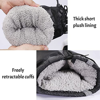 Universal Motorcycle Handlebar Gloves Muffs ATV/Snowmobile/Scooter Handle Grip Gauntlets Gloves Winter Fluff Warmer Thermal Cover Rider Glove Wind/Snow/Water Proof Hands Warmer Mitts for Cold Weather