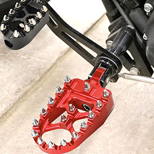 Goldfire Motorcycle Footpegs, 1 Pair Red CNC Wide Foot Pegs 360° Roating MX Chopper Bobber Style Fits for HD Dyna Sportster Fatboy Iron 883 (Red) - color: Red