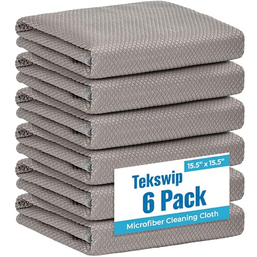 Professional Auto Detailing Microfiber Cloths 6 Pack 15.5"x15.5" | Glass Cleaning Towels Car Windshield Window and Interior Lint Free Streak Free High Gloss Shine Polishing - color: Grey