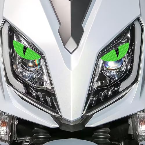 2 Pairs Car Reflective Stickers Cat Eyes, Motorcycle Headlight Semicircle Eye Decals, Waterproof Vinyl Safety Warning Decals for Car Truck Window Rear Tailgate (Green) - color: Green