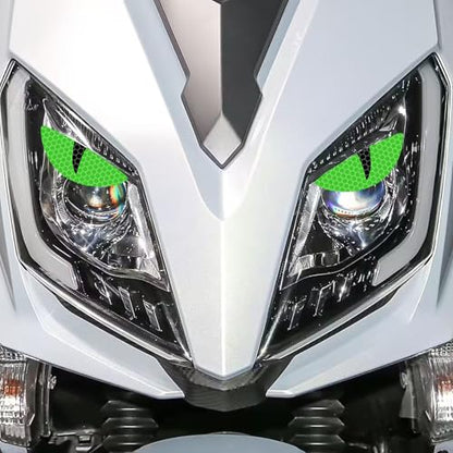 2 Pairs Car Reflective Stickers Cat Eyes, Motorcycle Headlight Semicircle Eye Decals, Waterproof Vinyl Safety Warning Decals for Car Truck Window Rear Tailgate (Green) - color: Green