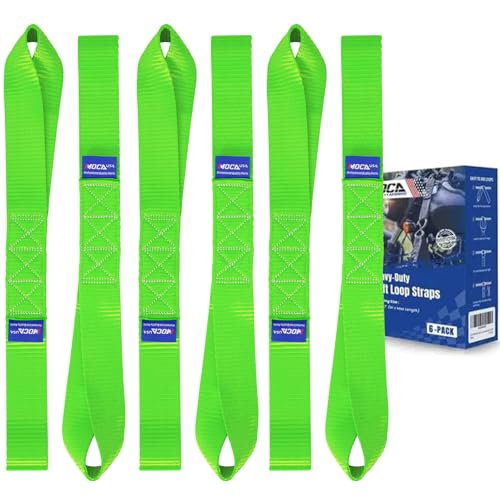 MOCA 6-Pack Soft Loop Tie Down Straps 12000 Lbs Breaking Strength 1.6 x 17 inches, Heavy Duty Tie Down Loops for Secure Trailering of Kayak, Motorcycles, ATV, UTV (6 Pieces, Green) - color: Green, size: 6-PACK