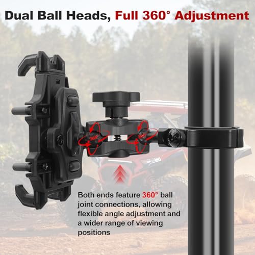 UTV Phone Mount, Heavy Duty Aluminum Alloy SXS Cell Holder for UTV Roll Cage, Anti-Vibration for 1.5"-2.0" Bars, Fits 4.9"-6.9" Smartphones - size: Fits 1.75”-2” Roll Cage
