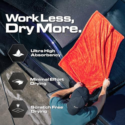 Blackline Car Drying Towel - 2ft x 3ft XL-Popular Pick Among Detailing Pros - 1300 GSM Microfiber Towel - Absorbs Over 8lbs of Water - Leaves No Streaks, Spots or Scratches - Dries an Entire Car - color: Crimson