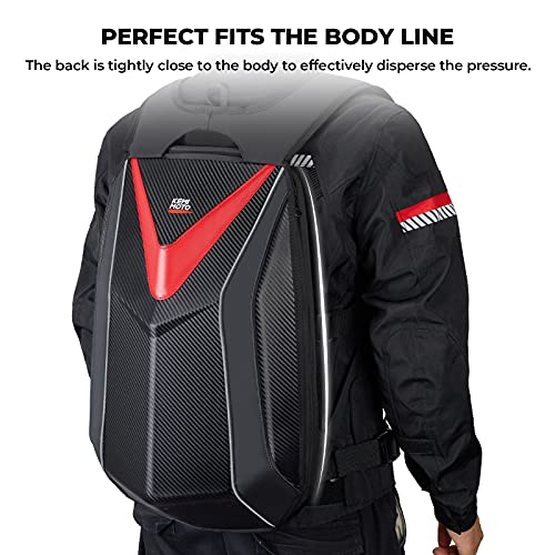 KEMIMOTO Motorcycle Backpack, Hardshell Helmet Backpack Expandable Large Capacity Riding Bag, Water Resistant Lightweight for Riding Work Gym
