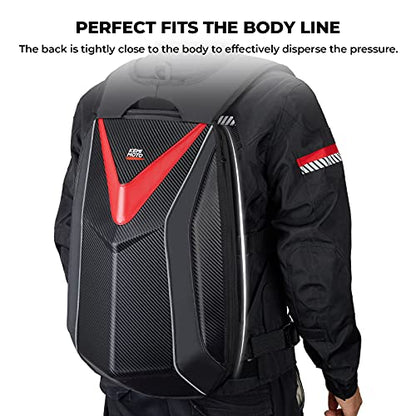 KEMIMOTO Motorcycle Backpack, Hardshell Helmet Backpack Expandable Large Capacity Riding Bag, Water Resistant Lightweight for Riding Work Gym