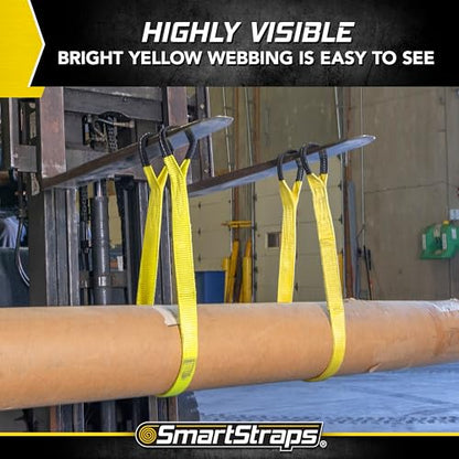 SmartStraps 2”x6’ Nylon Webbing Sling (1pk) – 6,400lb Vertical Lifting Capacity – Safely Lift Heavy Loads, Made with Strong Flexible Webbing, Small, Yellow - size: 6' 6400 lb.