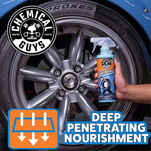 Chemical Guys Tire Kicker Extra Glossy Tire Shine Spray, 16 fl oz | Includes foam applicator; works on rubber, vinyl and plastic; for cars, trucks, motorcycles, RVs and more - size: 16 Fl Oz (Pack of 1), style: With Applicator