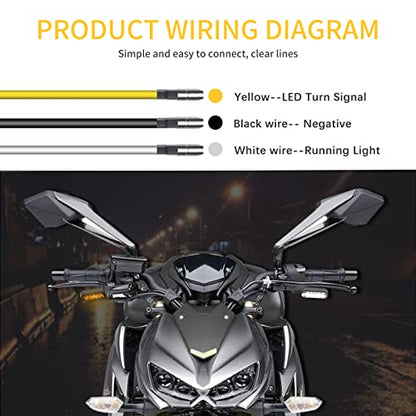 Rich Choices Handlebar LED Turn Signals Mini Motorcycle Blinkers Front Running Light Universal Compatible with Harley Sportster Dyna Honda Shadow Kawasaki Vulcan Yamaha V-Star Road Star - color: Black