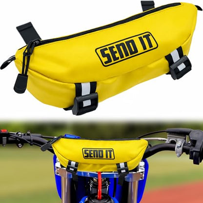 Waterproof Dirtbike Handlebar Bag | Compact Motorcycle Handle Bar Storage Pouch | Universal Fit Dirt Bike Bag for Trail & Adventure Riding | Durable Surron Bar Bag - Yellow - color: Yellow
