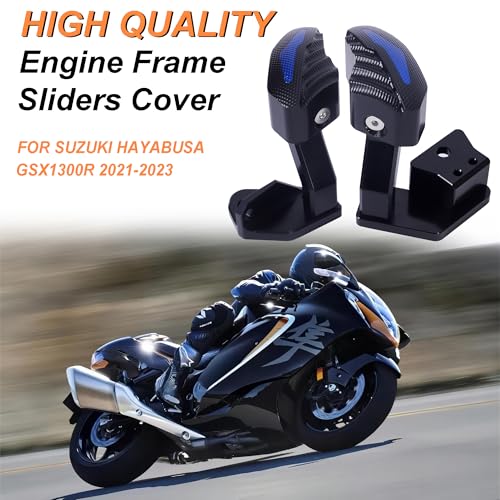 CNC Engine Frame Sliders Cover for SUZUKI Hayabusa GSX1300R GSXR 1300 2021-2023 Gen 3 Motorcycle Engine Crash Bunds Pads Slider Protector Cover Falling Protection Guard for GSX-R1300, Black