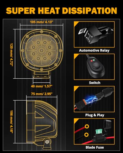 Auxbeam 4 Inch LED Offroad Lights, P4 Series 90W LED Offroad Driving Lights, Super Bright White Spot Beam Auxiliary Work Light with Wiring Harness Kit for Truck Pickup SUV ATV UTV 4x4 Jeep - color: P4 Series-White Spot Beam