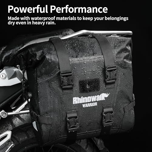 Rhinowalk Motorcycle Saddlebag Waterproof Luggage Bag Quick Release Motorcycle Side Bag 24L*2 Fits Most Adventure and Sports Bike Motorbike Racks (Black, 2 pcs) - size: 2 pcs