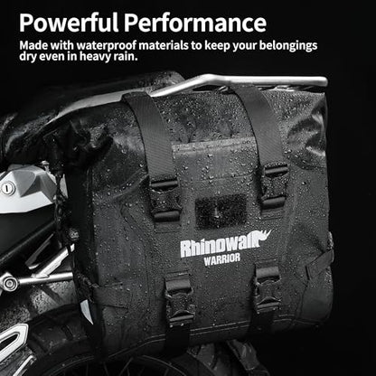 Rhinowalk Motorcycle Saddlebag Waterproof Luggage Bag Quick Release Motorcycle Side Bag 24L Fits Most Adventure and Sports Bike Motorbike Racks (Black, 1 pc) - size: 24 liters