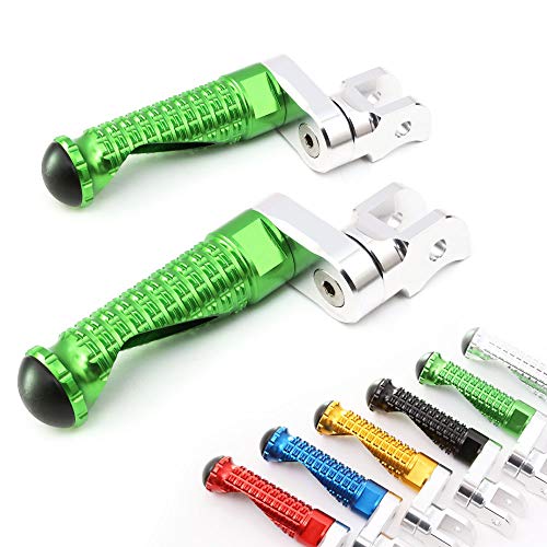 MC MOTOPARTS MPRO Green 25mm Extended Front CNC Footpegs Compatible with YZF R1 00-21 YZF R6 03-19 YZF R1M 15-21 R1S - color: Green, size: 25mm Extension