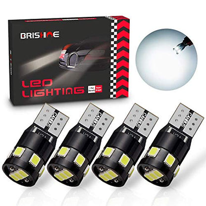 300LM Extremely Bright Canbus Error Free 194 168 2825 W5W T10 LED Bulbs 6000K Xenon White 9-SMD 2835 LED Chipsets for Dome Map Door Courtesy License Plate Lights (Pack of 4) - color: Xenon White