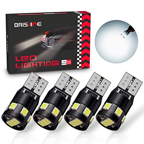 300LM Extremely Bright Canbus Error Free 194 168 2825 W5W T10 LED Bulbs 6000K Xenon White 9-SMD 2835 LED Chipsets for Dome Map Door Courtesy License Plate Lights (Pack of 4) - color: Xenon White