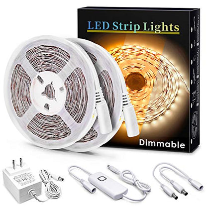 MYPLUS Under Cabinet Lighting Kit, 32.8 Ft Dimmable Led Strip Lights with 600 LEDs,12V, Low Power Safety Adapter, Flexible Tape Light for Kitchen Cabinet,Bedroom,Counter,Shelf (Warm White-3000k) - color: Warm White/3000K, size: 32.8FT/10M