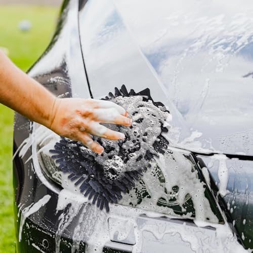 1 Pack 2 Black Car Wash Mitt Microfiber, Deluxe Scratch Free Microfiber Wash Mitt,9 Inches X 5.5 Inches Car Washing Care Cleaning Kit. - color: Black