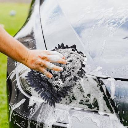 1 Pack 2 Black Car Wash Mitt Microfiber, Deluxe Scratch Free Microfiber Wash Mitt,9 Inches X 5.5 Inches Car Washing Care Cleaning Kit. - color: Black