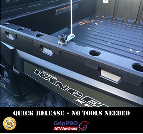 GripPRO Flag Mount Fits Polaris Lock & Ride Bed Holes on Ranger & General, Quick Release UTV ATV Flag Pole Holder for 1-7/16" Mounts, for XP, Crew, 1000, Not for RZR or 1" Hole Models, US-Based Brand