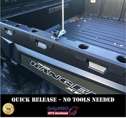 GripPRO Flag Mount Fits Polaris Lock & Ride Bed Holes on Ranger & General, Quick Release UTV ATV Flag Pole Holder for 1-7/16" Mounts, for XP, Crew, 1000, Not for RZR or 1" Hole Models, US-Based Brand