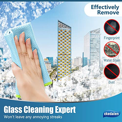 Microfiber Cleaning Cloth Lint Free Glass Cleaner Window Polishing Streak Free Miracle Easy Clean Rag Reusable for Mirror Kitchen Dish Auto Detailing,Pack of 8, 12'' x 16'', Light Blue - color: Light Blue, 12 X 16 Inch