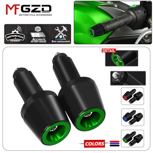 MFGZD Motorcycle Bar Ends Plug For Vulcan S Ninja 400 650 ZX6R Z900 7/8" 22mm CNC Universal Handlebar Plugs Compatible With Honda Kawasaki Suzuki Yamaha Ducati and Other Motorcycle Models (Green) - color: Green