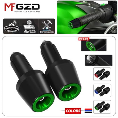 MFGZD Motorcycle Bar Ends Plug For Vulcan S Ninja 400 650 ZX6R Z900 7/8" 22mm CNC Universal Handlebar Plugs Compatible With Honda Kawasaki Suzuki Yamaha Ducati and Other Motorcycle Models (Green) - color: Green