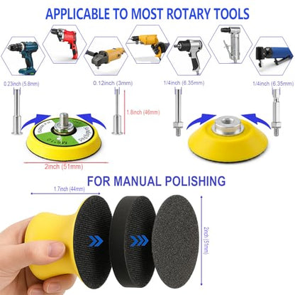 137PCS 2 Inch Sanding Discs Kit, 60-10000 Grit Wet Dry Sandpaper with Hook and Loop Backing Pad for Drill, Small Sanding Pads for Detail Polishing Car Wood Metal Resin Jewelry Crafts - size: 2 Inch