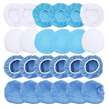 24Pack Polishing Bonnet Set 6in Microfiber Nonwoven Cotton Buffing Pads for Car Motorcycle Boat Waxing and Polishing