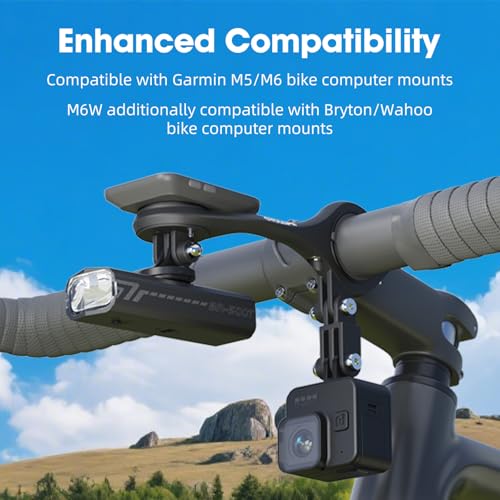 Out Front Mount Compatible with Garmin Edge GPS Bike Computer, XOSS G/G+, iGPSPORT Bike Light & Gopro Cycling Handlebar 25.4mm 31.8mm (M6W) - style: M6W
