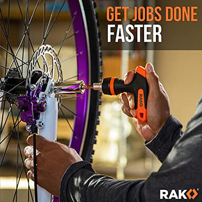 RAK Universal Socket Tool - Birthday Gifts for Men - Set of 15, 1/4-to-3/4-inch Wrench Grip, T-Handle Ratchet Driver, 10 Screwdriver Bits - Gifts for men, Husband, Handyman - style: Universal Socket Tool