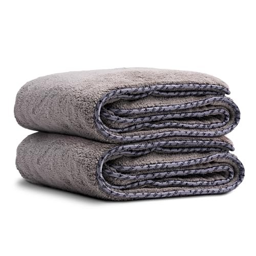 Chemical Guys Woolly Mammoth Large Microfiber Drying Towel - 36 x 25 Inch Gray, Ultra Plush Super Absorbent Car Drying Towel for Cars, Trucks, SUVs, Motorcycles, RVs, and Auto Detailing - 2 Pack - color: Gray, size: 2 Pack