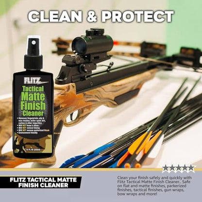 Flitz Tactical Matte Finish Cleaner - 7.6oz Bottle of USA-Made Gun Cleaner Spray to Remove Fingerprints, Oil, & Other Grime - Fast-Drying Cleaning Solution for Gun Wraps & More (3 Pack) - size: 7.6 Fl Oz (Pack of 3)