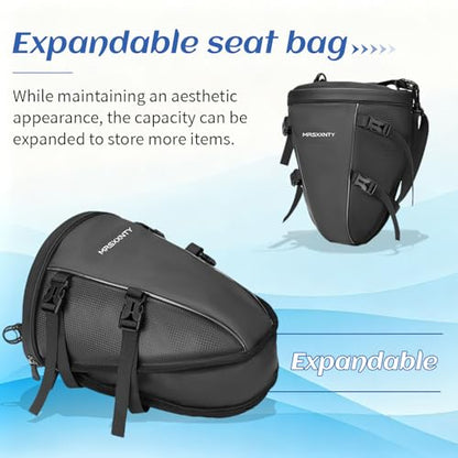 MRSXXNTY Motorcycle Tail Bag Saddle Bags Motorcycles Motorcycle Accessories Gear for Men Tapered Rear Seat Bag Waterproof & Expandable Suitable for Outdoor Cycling and Daily Commuting