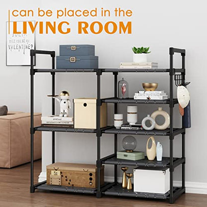 CSXGBAB Black Tubes Closet Shoe Rack, Boot Rack, 5 Tier Oxford Fabric Shelf, Easy Assembly, Sturdy and Durable, Holds Up to 30 lbs - size: 5-tier
