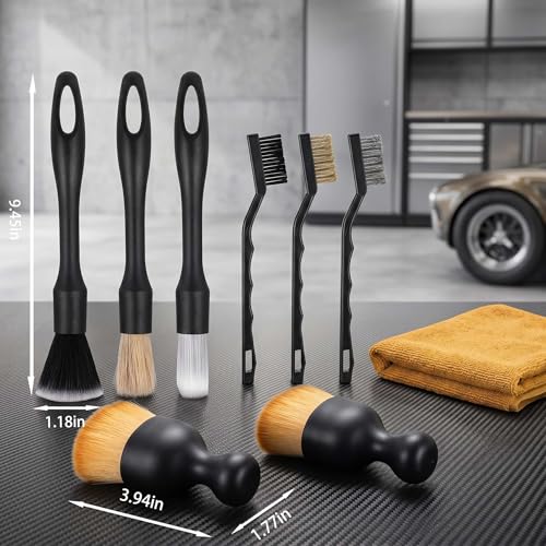 8 PCS Car Detailing Brush Set for Cleaning Interior or Exterior, Dusting Cleaning Supplies, Tool for Emblem, Air Vents, Wheels, Leather Upholstery Seat