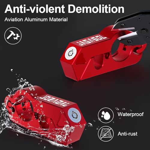 JAGASOL Motorcycle Lock Combo: Helmet & Brake Anti-Theft Handlebar Lock for Moped, Motorbike, Scooters, ATV, Dirt Bike, Street Bike - color: Red