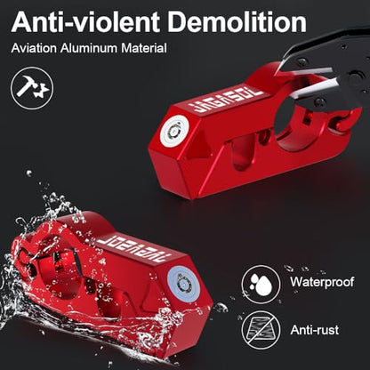 JAGASOL Motorcycle Lock Combo: Helmet & Brake Anti-Theft Handlebar Lock for Moped, Motorbike, Scooters, ATV, Dirt Bike, Street Bike - color: Red