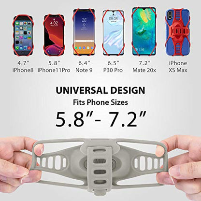 Bone Bike Tie Pro 3, Bike Cell Phone Mount for Stem, Scratch-Free Silicone Holder with Shock-Absorbing Design, Universal Cycling Phone Holder Compatible with Most Smartphones (Gray - Stem) - color: Bike Tie Pro 3 - Gray