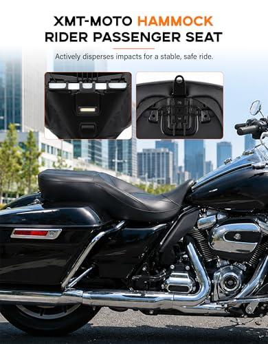 XMT-MOTO Hammock Rider Passenger Seat Fit for Harley Touring and Tri Glide models 2009-2023 Road King Street Glide Road Glide Electra Glide Black - style: Seat For Harley Touring '09-'23