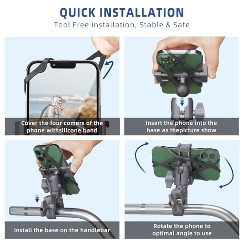 FANAUE Aluminum Phone Holder with 1" Ball Head Adapter Compatible with RAM mounts B Size Double Socket arm (CPC-08)