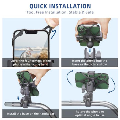 FANAUE Aluminum Phone Holder with 1" Ball Head Adapter Compatible with RAM mounts B Size Double Socket arm (CPC-08)