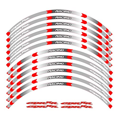 Motorcycle Rim Stripes Decals Wheel Sticker Reflective Tape for Honda CBR RR (CBR RR B Red 16pcs) - size: CBR RR B Red 16pcs