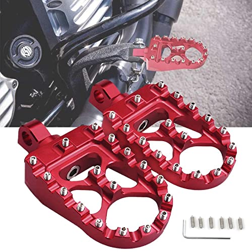 MDPROMCP CNC Motorcycle Wide Foot Pegs Aluminum 360° Roating Adjustable Suitable Compaitble with Dyna Fatboy Iron 883 Sportster 883(Red) - color: Red